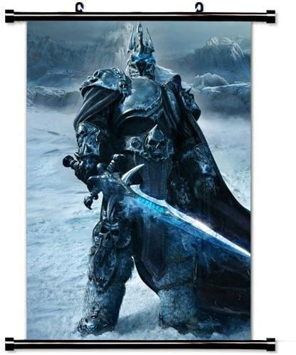 Wall Posters Wall Scroll Poster with Game Warrior World of Warcraft Wrath of The Lich King Home Decor Fabric Painting 23.6 X 35.4 Inch