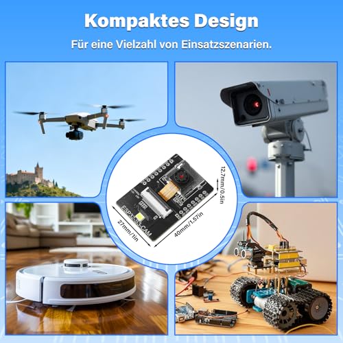 Fastsaw 2 Stück Für ESP32 S3 AI-Vision-Modul, Für ESP32 S3 CAM Board Wi-Fi/Bluetooth, 2640, OV5640 Kamerasensor, geeignet für Szenarien wie Wi-Fi-Bildübertragung, Gesichtserkennung und Farberk