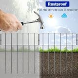 Aotuosa 10 Stück 43 x 33 cm Gartenzaun zum Stecken mit Verbindungsschnallen Metall Steckzaun Hundezaun Tierabsperrzaun Garten Zaun Dekorative Zaunelementen für Hunde Gitterzaun Set