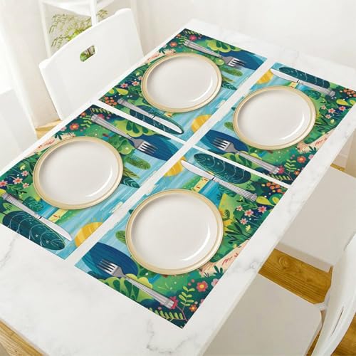 Sets de table lavables en PVC lot de 6 motif rural