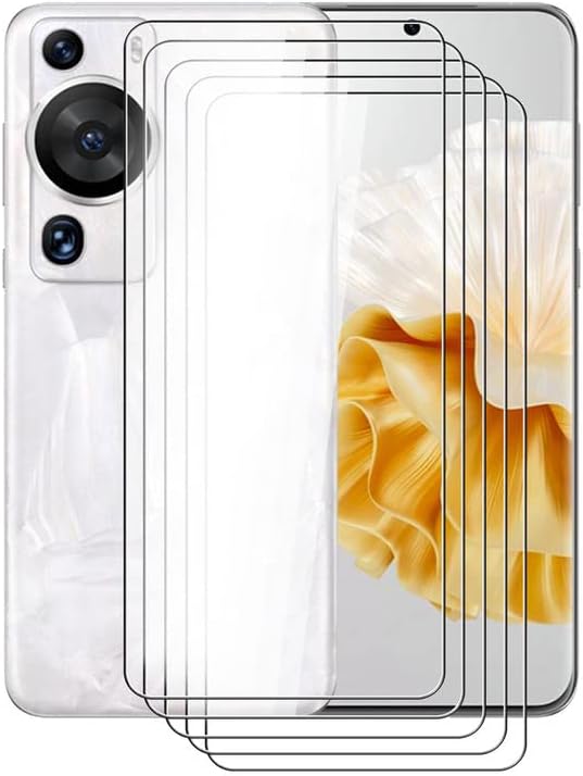 Paquete de 5 protectores de pantalla para Huawei P60 Pro de 6.67 pulgadas, dureza 9H, HD, borde 2.5D, sin burbujas, película protectora resistente a