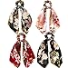 Paisley Silk Hair Scarf Scrunchies, Ribbon Bow Scrunchie with tail, Flower Printed Hair Ribbon Ties, Floral Hair Scrunchies with Ribbon (Floral Style)