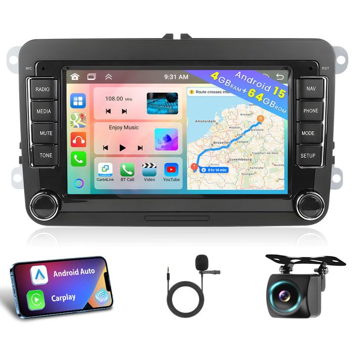 Autoradio Android pour VW Golf Passat Tiguan Skoda avec Bluetooth et WiFi
