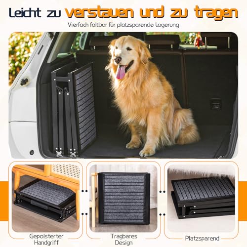 Extra Lang Hunderampe Auto Klappbar, Faltbar Rampe für Große Hunde mit Rutschfester Teppichoberfläche, Tragbare & Klappbare Hundetreppe Auto Einstiegshilfe für Große Hunde (180cm Lang × 50cm Breit)