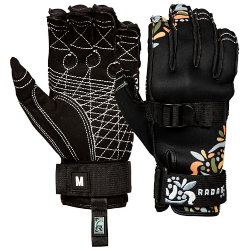 Radar Lyric Inside-Out Women's Waterski Gloves [Black/Sea Blossom] 2025, Large