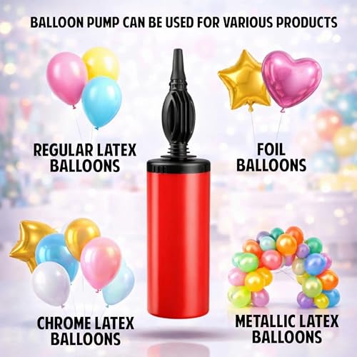Image of Partycat Manual Balloon Pump with 25 Multicolor Latex Balloons - Fast Inflation, Durable Party Starter Kit for Birthdays, Anniversaries, Baby Showers, Festive Decorations & More