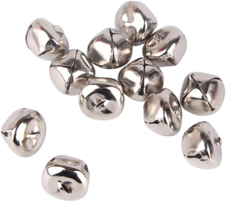 50pcs Silver Christmas Jingle Bell Ornament with Loop Xmas