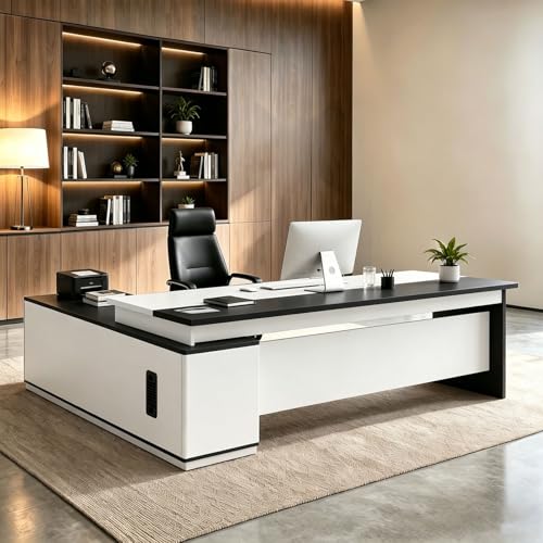 LBCZJYX Executive Desk L Shaped Office Desk with Drawers, Large