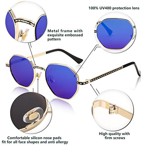 FEISEDY Classic Sunglasses for Men Women Metal Frame Sun Glasses Trendy Polycon Square Shades UV 400 Protection B29633