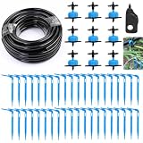 JIRVEX Sistema de Riego por Goteo de 20M con Tubo Micro 3/5 mm, 40 Flechas de Goteo Azules, 10 Goteros de 8 L/h, Riego Automático para Macetas, Jardines, Balcones, Invernaderos y Huertos Elevados