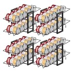 4 Pack Can Rack Organizer, 2 Tier Kitchen Canned Food Storage Dispenser Holds up to 40, Can Organizer for Cabinet Pantry Refrigerator Countertop, Black