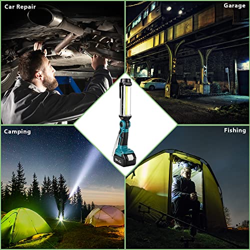 Cordless Led Work Light For Makita 14.4V-18V,20V Lithium Battery,2000Lm Zinc Alloy Outdoor Wide Illumination Multifunction Flashlight For Car Repair Inspection,Usb Port 110 Pivoting Head Metal Hook #TOP6