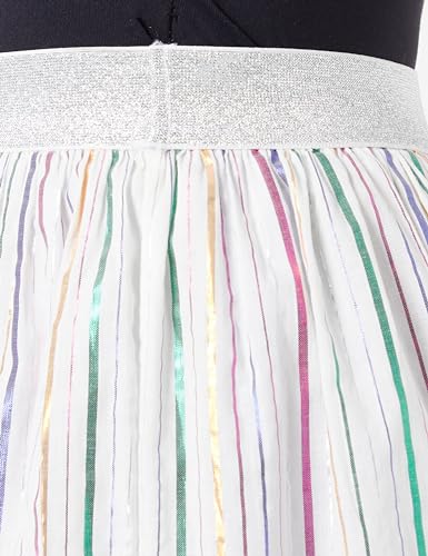 Jupe plissée blanche légère et fluide à rayures multicolores