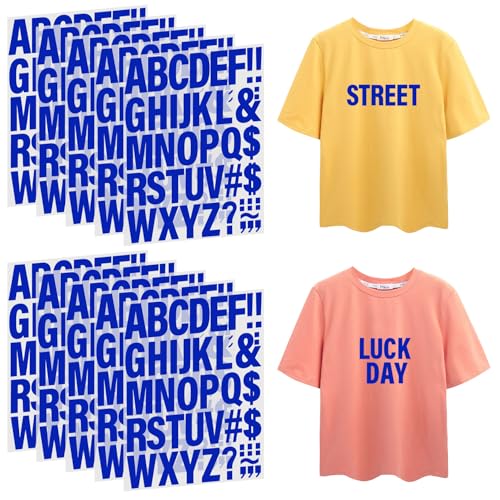 FR 10 letras de transferencia para planchar A-Z para camisetas, sudaderas, pijamas, bolsos, sombreros y otras manualidades (azul)