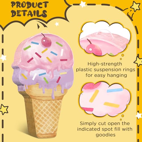 Capoda DI-CAPODA-1484 Ice Cream Piñata Ice Cream Cone Shaped Piñata thumb #2