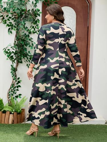 Plus Size Dress for Curvy Women Stretch Self Tie A-Line Maxi Dress with Pockets Swing Long Outfit3