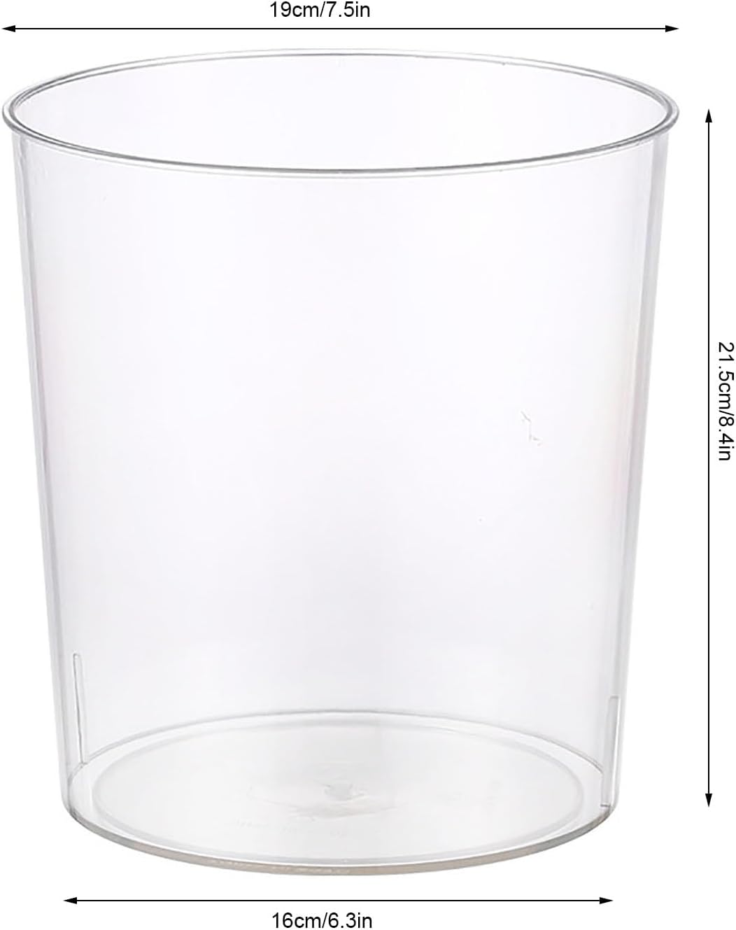 Transparent Trash Can Clear Garbage Container Large Capacity Plastic Wastebasket Bathroom Kitchen Bedroom Office (m)