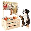 25″ x 17″ x 12″ Wooden Pet Wardrobe Closet,Puppy Toy Basket with Hanging Rods,Pet Clothes Rack for Dog Organization and Storage,Wooden Crate for Dog/Cat Closet,Perfect for Toys Clothes and Accessories