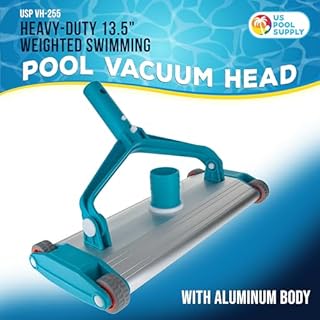 U.S. Pool Supply Heavy-Duty 13.5" Weighted Pool Vacuum Head with Aluminum Body - 4.2 lb Manual Inground Vacuum Head, Scrub Bristles, 1-1/2" Swivel Hose Connection - Concrete Pools, Clean Floors, Walls