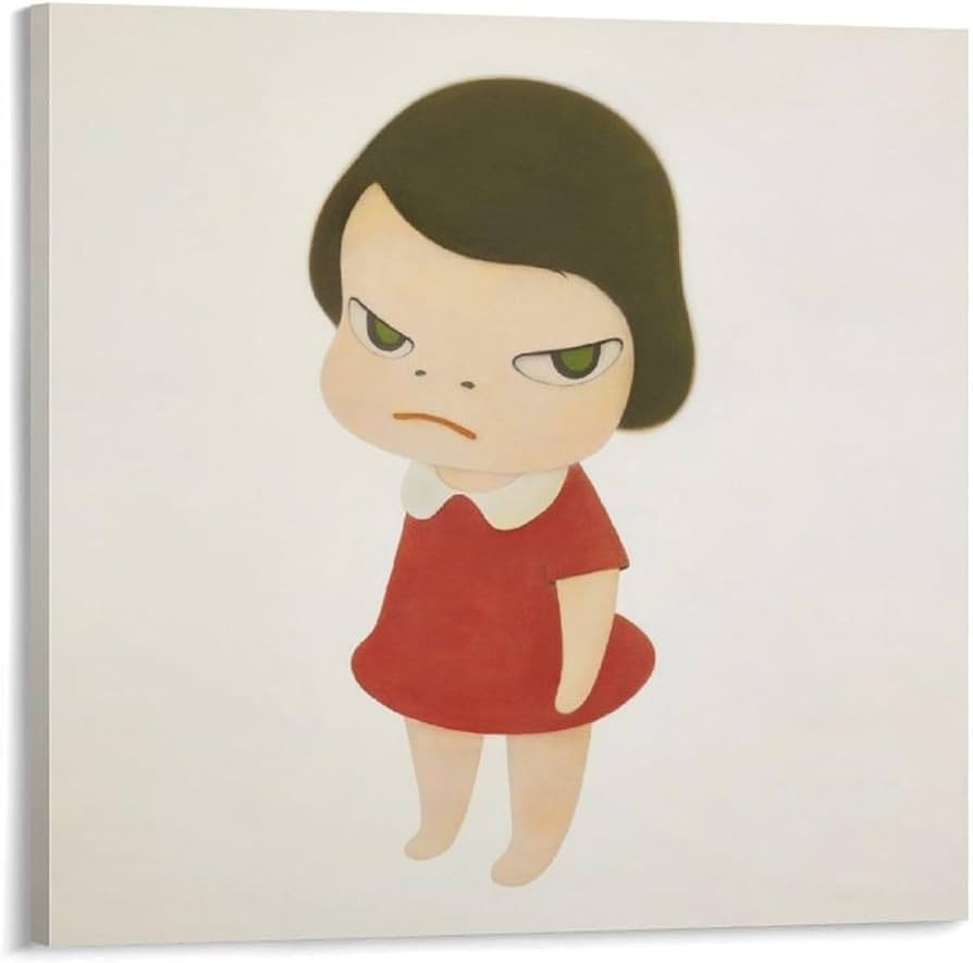 Amazon.co.jp: 奈良美智「赤い服の女の子」かわいい漫画絵画アート装飾