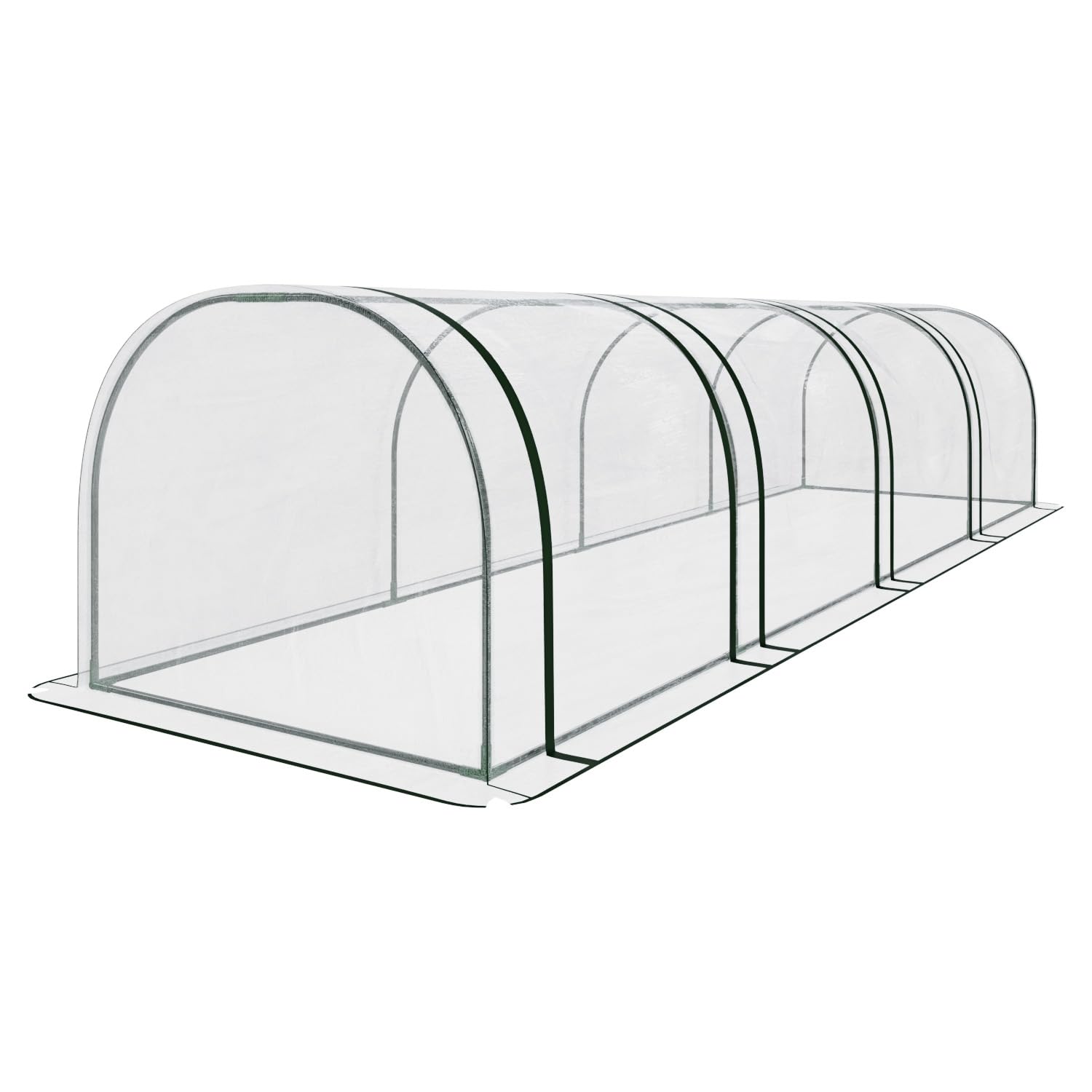 Serra A Tunnel in Acciaio Per Piante Fiori Orto Giardino Telo In PVC Trasparente Con 3 Porte Avvolgibili A Cerniera Protezione Piante Giardinaggio 295 x 100 x 80 Cm