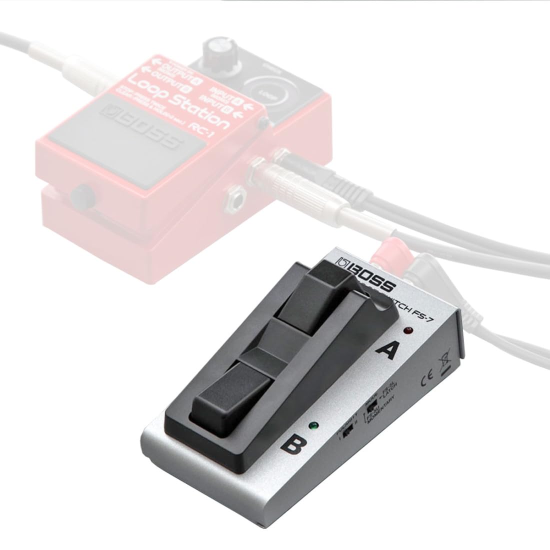 Boss RC-1 Looper Pedal + FS-7 Dual-Switch + keepdrum Patchkabel 30cm