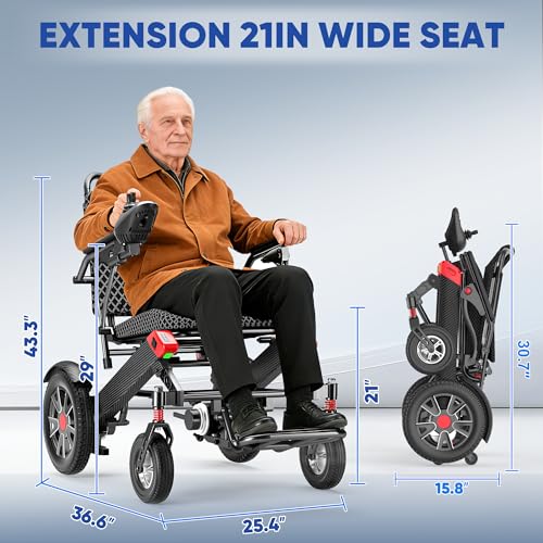 Image of Electric Wheelchair for Adults, 24Miles Travel Range Heavy Duty Motorized Wheelchair for Seniors, Max Support 350lbs, All Terrain Power Wheelchairs for Home & Outdoor, Airline Approval