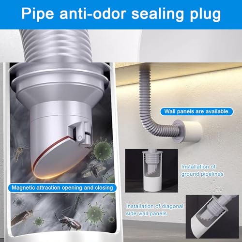 Image of Washing Machine Drain Connector, Anti Odor Floor Drain Plug, Pipe Connector Joint for Kitchen, Bathroom, Laundry, 35-40mm Universal Pipe Cover, Washing Machine Outlet Connector(Please Note The Size)