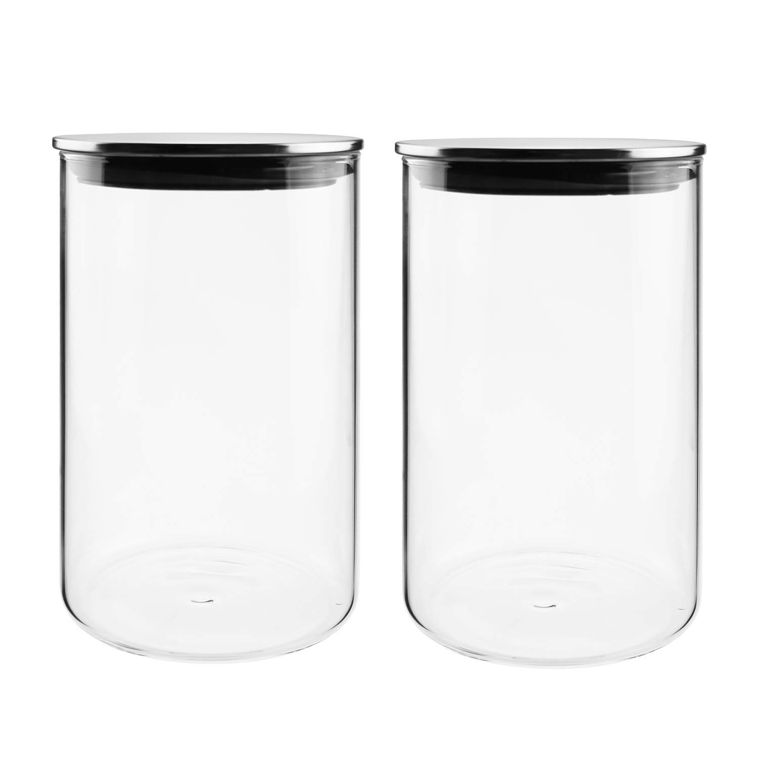 HOMIESSet of 2 Pieces Silicone Vacuum Seal Glass airtight Jar Canister Container for Home and Kitchen, Food Storage, Domestic and Commercial Purposes Size: 17 (H)*10 (D), 1100 ml Each