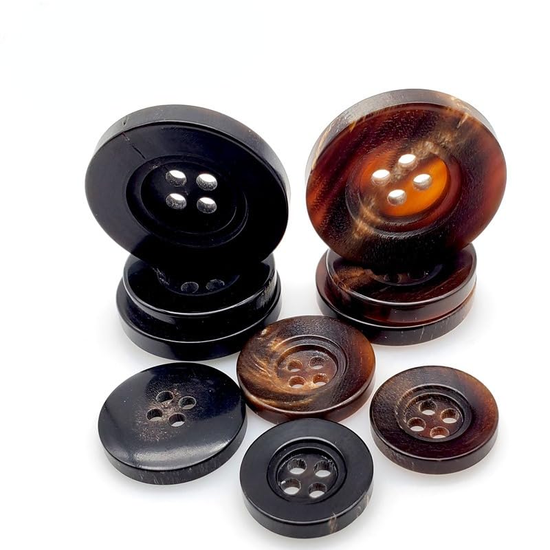 200 szt. 15-25 mm naturalne guziki z prawdziwego rogu, guziki do garnituru, 4-otworowe okrągłe guziki do szycia, czarne, brązowe guziki z prawdziwego rogu, płaszcz wiatrówka kurtka kardigan
