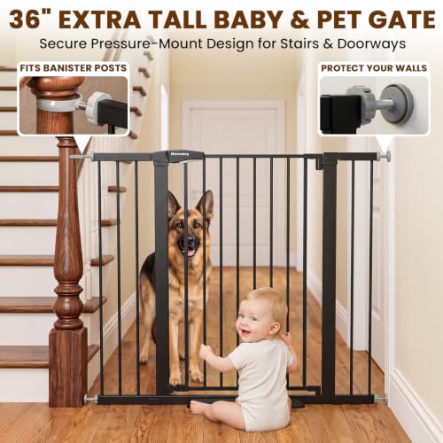 Image of Mumeasy 36 inch Extra Tall Dog Gate, 29.7-46 inch Baby Gate for Stairs & Doorways