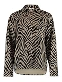 HAILYS Damen Hemd Bluse | Gemustertes Zebra Design Business Shirt | Langarm Animal Print Marie, Farben:Braun, Größe:S