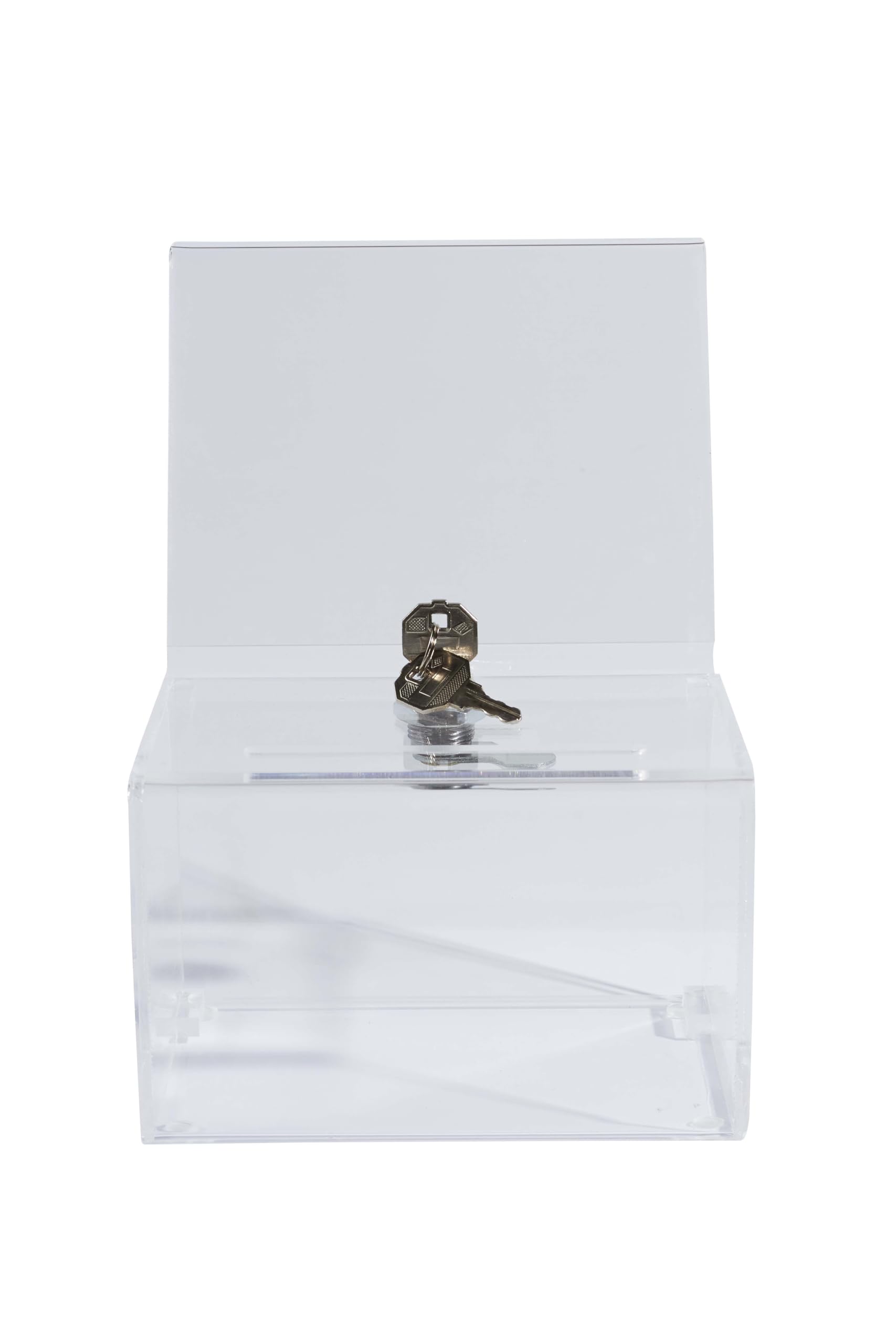 Exacompta - Ref 89358D - Box of 2 Lockable Ballot Boxes with lids, for banknotes, polls, Ideas Box, Donations, with A6 Poster - Dimensions: Depth 15 x W 14 x H 21.5 cm - Crystal