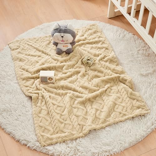 Image of Yurhap Sherpa Baby Blanket, Soft Plush Fleece Baby Blankets for Boys Girls | Soft Baby Boy Blankets for Infant Toddler Newborn Gifts, Fluffy Baby Essentials, For Crib Stroller, 30 inchx40 inch, Khaki
