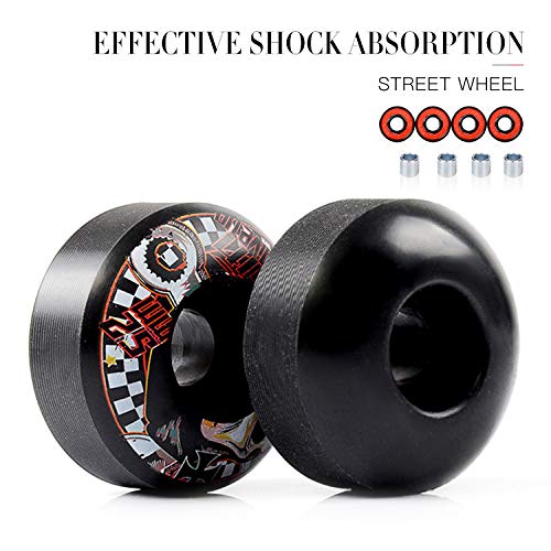LOSENKA 52mm Skateboard Wheels Black Wheels -51D with Bearings - Thumbnail 2