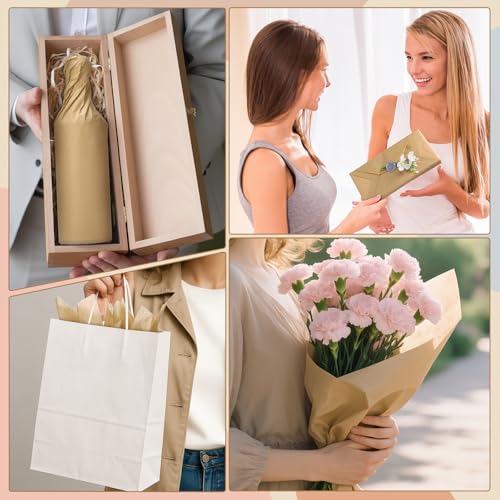Image of woric 160 Sheets Brown Tissue Paper for Gift Bags 20 X 14 Inches Kraft Tissue Paper Bulk for Vintage Art Crafts Project Rustic Weddings Decorations Business Packaging
