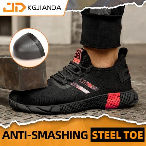 Image of Steel Toe Shoes for Men, Lightweight Safety Work Shoes, Breathable Puncture-Resistant Work Shoes for Warehouse, Factory and Light Construction