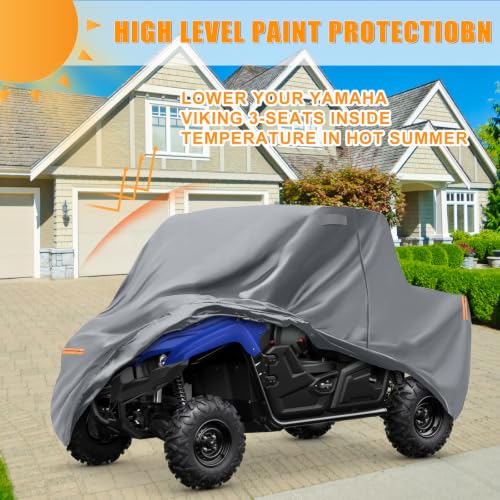 Image of Waterproof UTV Cover Compatible with Yamaha Viking 3 Seats | 6 Layers Outdoor Cover with Cotton Liner, Air Vents, Door Zipper and Windproof Buckles for Rain Snow Dust Protection