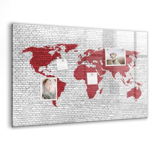 Tableau magnétique en verre effaçable carte du monde pour bureau et maison