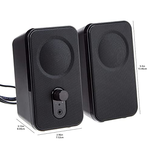 Image of Amazon Basics AC-Powered Computer Speakers for Desktop or Laptop PC with Volume Control, Headphone Jack, Black (US Version)