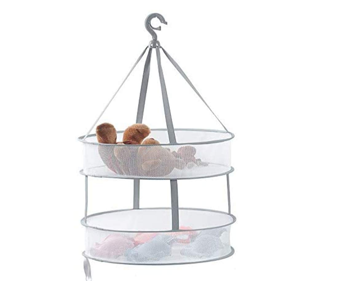 joyouyDouble mesh folding clothes drying rack, clothesbasket, tiled net air drying household socks appliance woolen sweater clothes rack