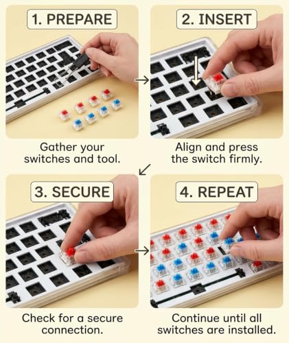 Image of 40 Pcs Keyboard Switches with Piercing, Red Switch Mechanical Keyboard, Key Puller Universal, 40-Pc Red Clicky 3-Pin Tactile Set