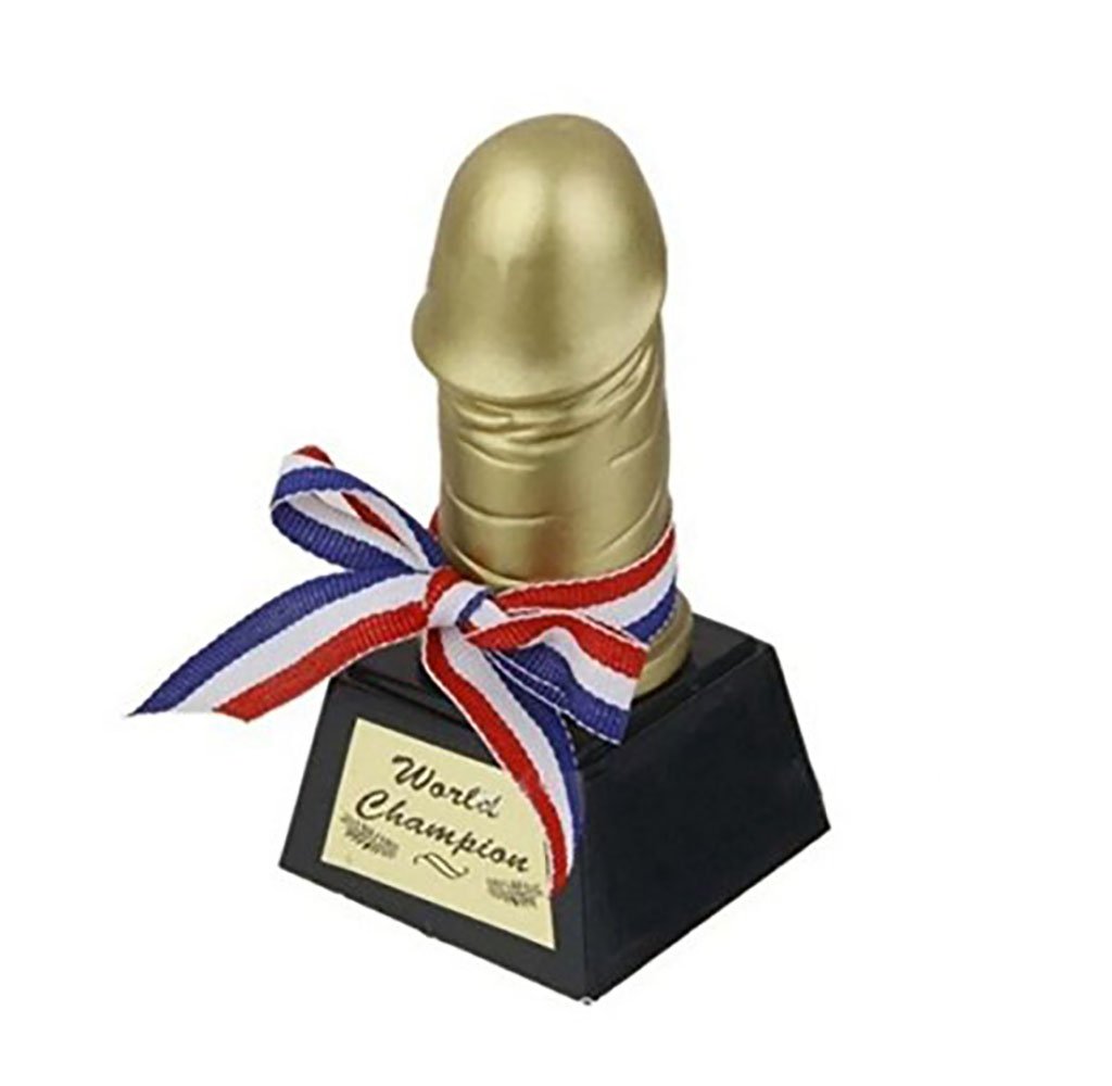 Wellin Funny Male Female Trophy Award for Party Bachelor, Hen Stag, Gag Gift (Male)