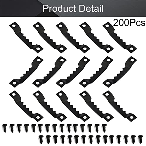 Image of MroMax 200PCS Sawtooth Picture Hangers Iron Picture Hangers 1.5 inch x 0.24 inch Double Hole Picture Frames Hangers for Hanging Clock Paintings Artwork Picture Frame Hook Photos Black