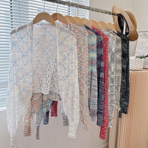 Womens Knitted Shawls, Summer Hollow-Out Knit Wrap for Women,Vintage Hollow Out Crochet Cardigan Shawl2