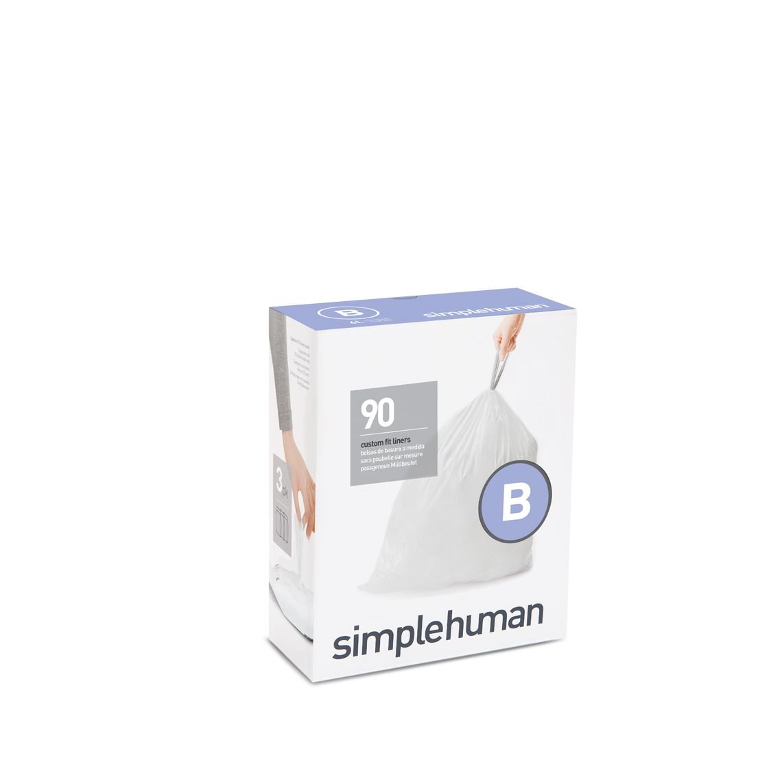 simplehuman CW0251 Code B Perfect Fit Dedicated Garbage Bag, 2.3 gal (6 L) / 90 Bags