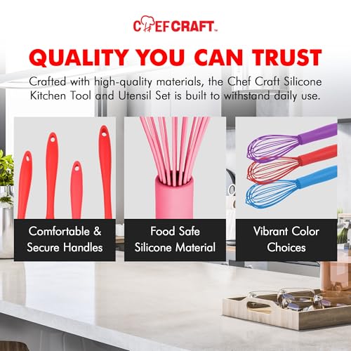 Image of Chef Craft Premium Silicone Wire Cooking Whisk, 10.5 inch, Pink