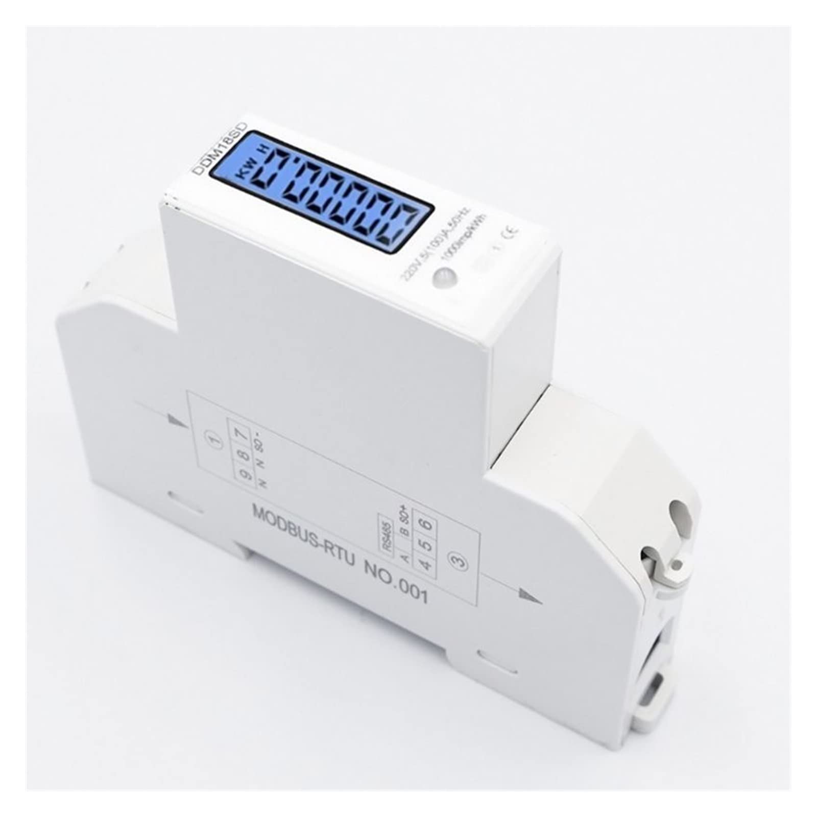 Medidor De Consumo Electrico, 5(100A) Riel DIN monofásico RS485 Modbus-RTU Consumo de energía KWh Watt Meter Medidor de energía, Fácil de Instalar