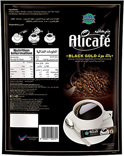 Alicafe Black Gold - Premium Gourmet Instant Black Coffee With Essence Of Ginseng - 40 Servings #TOP1