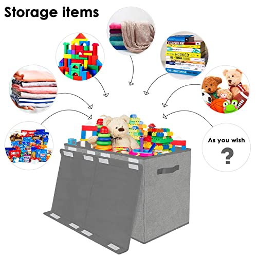 Homyfort Large Toy Box Chest For Kids Boys,Collapsible Toy Bin Storage Organizer Basket With Lids For Blanket,Toys,Toddler,Nursery,Playroom (Grey) #TOP1
